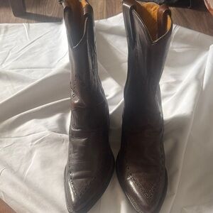 Wrangler Women's Dark Brown Leather Western Heeled Boots